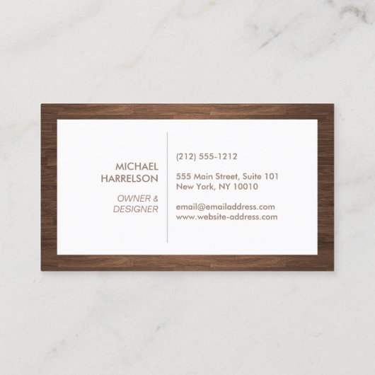 暖モダンかい木目の上の装飾ロゴ 名刺 (裏面)