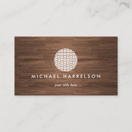 暖モダンかい木目の上の装飾ロゴ 名刺 (正面)