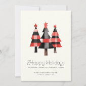 暖モダンかい格子状のクリスマスツリーシンプルビジネス シーズンカード (正面)
