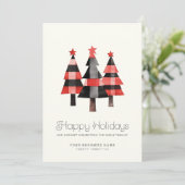 暖モダンかい格子状のクリスマスツリーシンプルビジネス シーズンカード (スタンド正面)