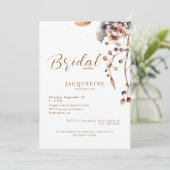 暖モダンかい葉の白ブライダルシャワー 招待状 (スタンド正面)