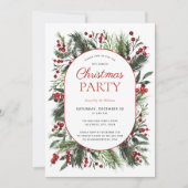 暖モダンかい赤い冬の格子模様クリスマスパーティー 招待状 (正面)