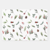 暖モダンかい赤の冬の水色 ラッピングペーパーシート (正面)