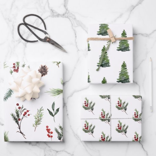 暖モダンかい赤の冬の水色 ラッピングペーパーシート (正面)