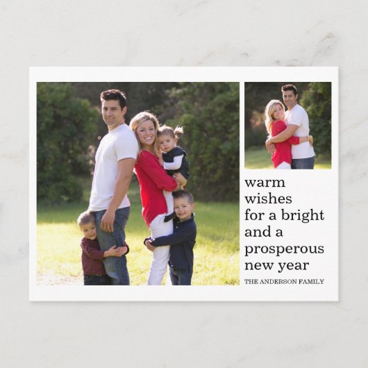 暖モダンかい願いハッピーニューイヤー写真ホリデー ポストカード (正面)