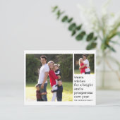 暖モダンかい願いハッピーニューイヤー写真ホリデー ポストカード (スタンド正面)