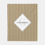 暖モノグラムのかい中性茶色と緑のストライプ フリースブランケット (正面)