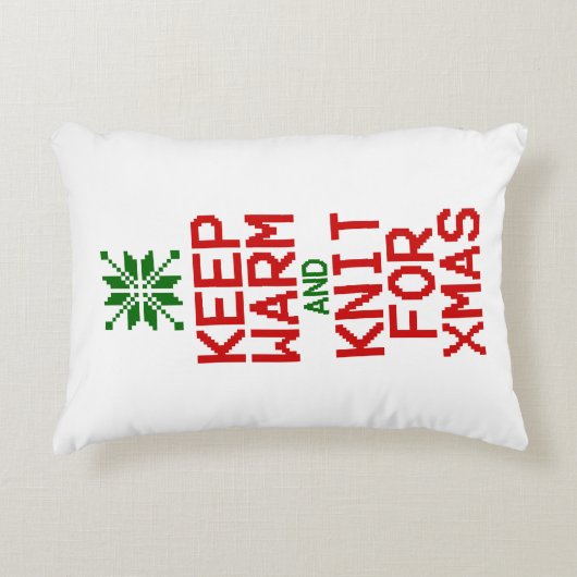 暖保か編みクリスマス アクセントクッション (正面)