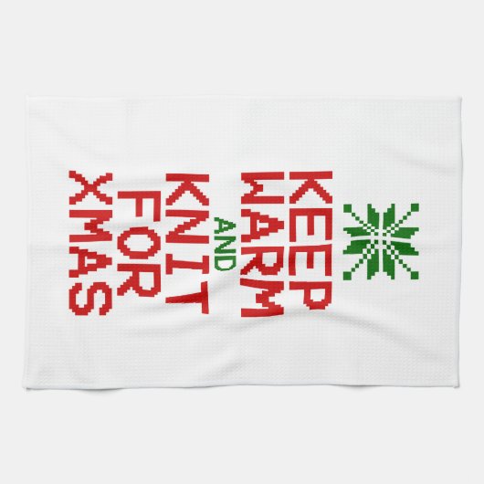 暖保か編みクリスマス キッチンタオル (横)