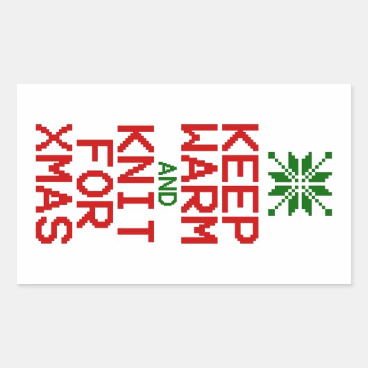 暖保か編みクリスマス 長方形シール (正面)
