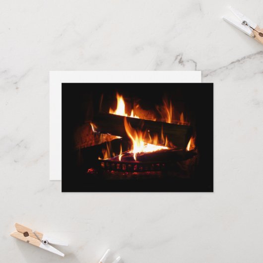 暖冬シーン撮影の暖炉 カード (正面/裏面インサイチュ)