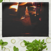 暖冬シーン撮影の暖炉 キッチンタオル (折り畳み)