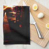 暖冬シーン撮影の暖炉 キッチンタオル (四つ折り)