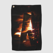 暖冬シーン撮影の暖炉 ゴルフタオル (正面)