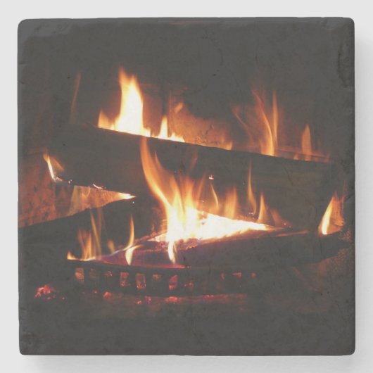 暖冬シーン撮影の暖炉 ストーンコースター (正面)
