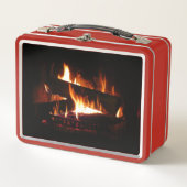 暖冬シーン撮影の暖炉 メタルランチボックス (正面)