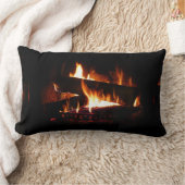 暖冬シーン撮影の暖炉 ランバークッション (ブランケット)