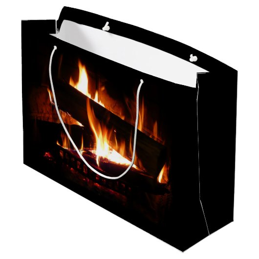 暖冬シーン撮影の暖炉 ラージペーパーバッグ (裏面アングル)
