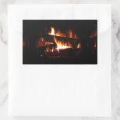 暖冬シーン撮影の暖炉 長方形シール (バッグ)