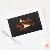暖冬シーン撮影の暖炉 長方形シール (封筒)