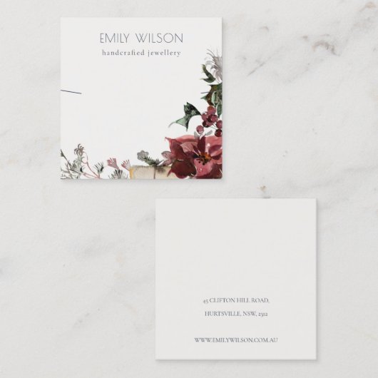 暖冬フェスティバル葉バンドネックレスディスプレイ スクエア名刺 (正面/裏面)