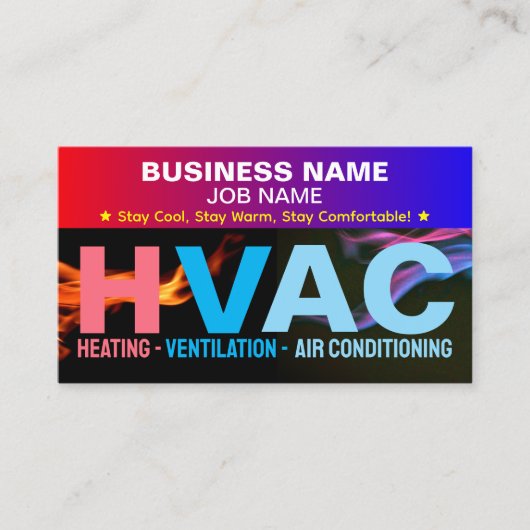 暖房および冷却およびACサービス | HVACスローガン 名刺 (正面)
