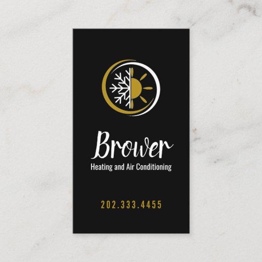 暖房および空調、冷却、修理 名刺 (正面)