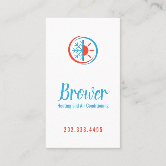 暖房および空調、冷却、修理 名刺 (正面)