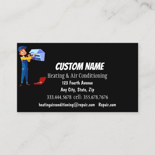 暖房および空調HVAC修理インストール 名刺 (正面)