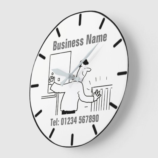 暖房と給排水サービスの漫画 ラージ壁時計 (傾斜)
