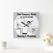 暖房と給排水設備のカートゥーン時計 スクエア壁時計 (ホーム)