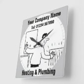 暖房と給排水設備のカートゥーン時計 スクエア壁時計 (傾斜)