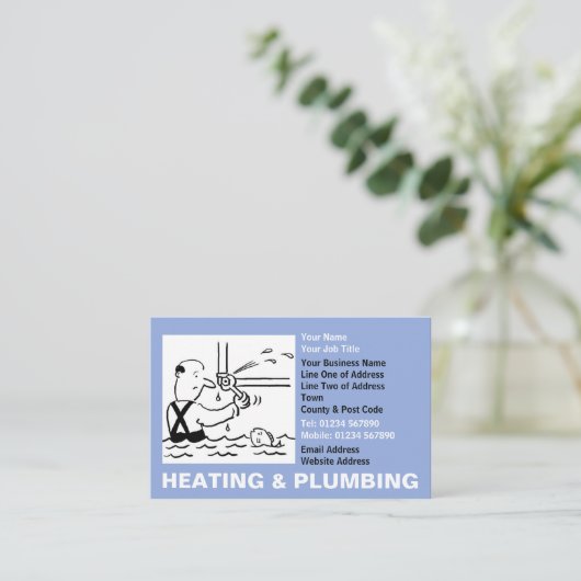 暖房と配管の漫画 名刺 (スタンド正面)