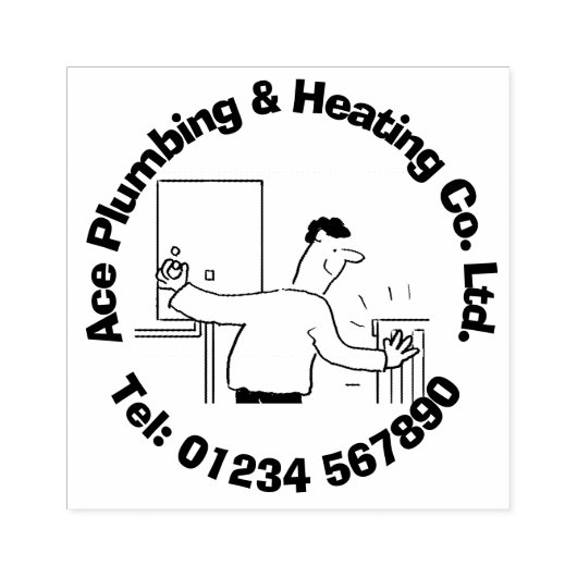 暖房と配管漫画をパーソナライズする。 ラバースタンプ (インプリント)