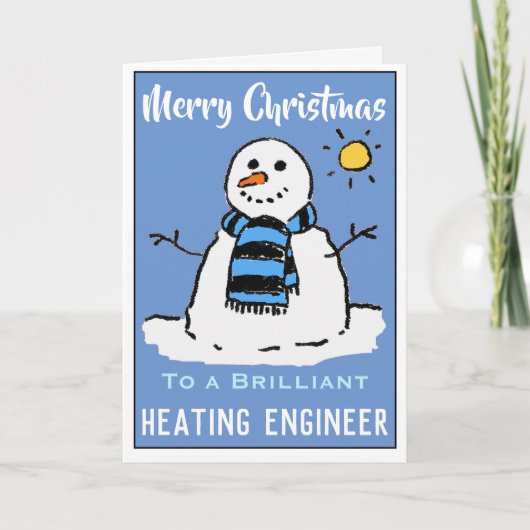 暖房工事業者のための楽しい雪だるまのクリスマスカード シーズンカード (正面)