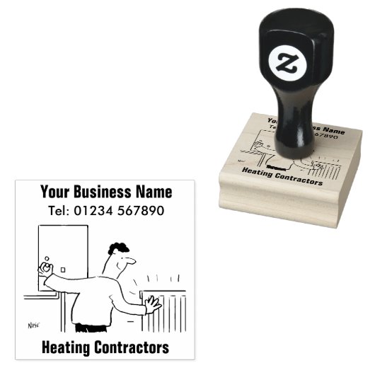暖房技術者と配管工のゴム印 ラバースタンプ (押印)