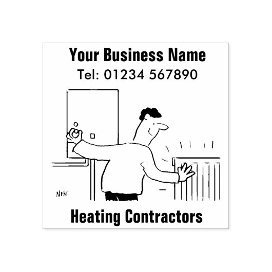 暖房技術者と配管工のゴム印 ラバースタンプ (インプリント)