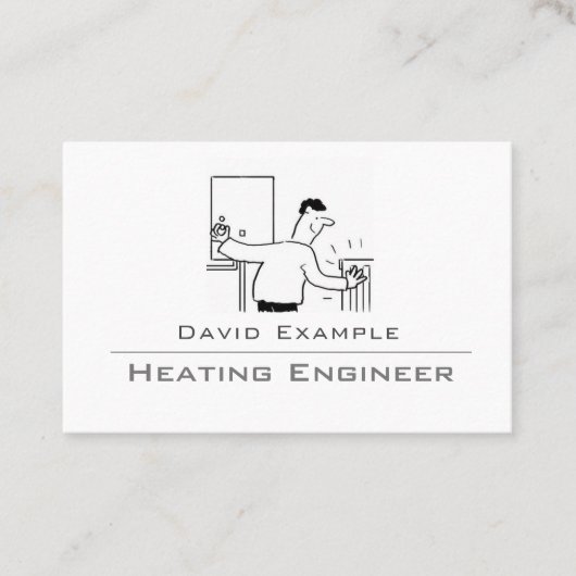 暖房技術者イラストレーション配管及び暖房 名刺 (正面)
