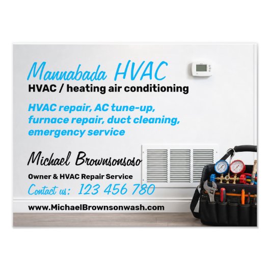暖房・冷房のHVAC修理技術者 フォトプリント            (正面)
