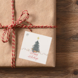 暖水の色の松の木の休日パーティーの招待 フェイバータグ