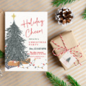 暖水の色の松の木の休日パーティーの招待 フェイバータグ