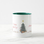 暖水の色の松の木の休日パーティーの招待 マグカップ (中央)