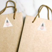 暖水の色の松の木の休日パーティーの招待 三角形シール