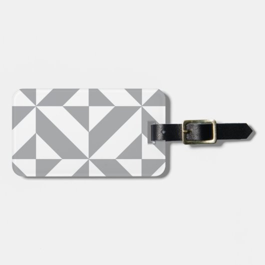 暖灰色のジオメトリックデコキューブパターン ラゲッジタグ (正面横)