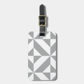 暖灰色のジオメトリックデコキューブパターン ラゲッジタグ (正面縦)