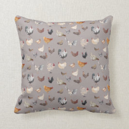 暖灰色の水色の鶏 クッション