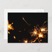 暖炉が黒に輝くグリーティングカード ポストカード (正面/裏面)