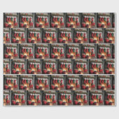 暖炉つるのクリスマスストッキング ラッピングペーパー (フラット)