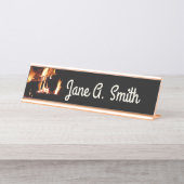 暖炉での暖炉写真にログイン デスクネームプレート (正面)