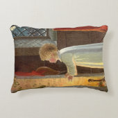 暖炉で暖まるヴィンテージクリスマス アクセントクッション (正面)